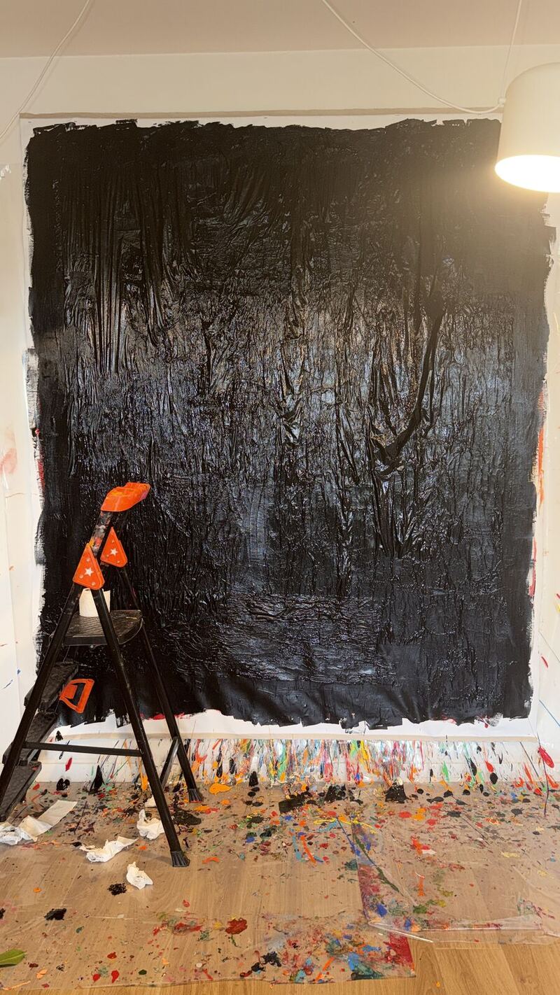 Mind Mechanics No. 58 (Assemblage I), black acrylic ground before the first mark